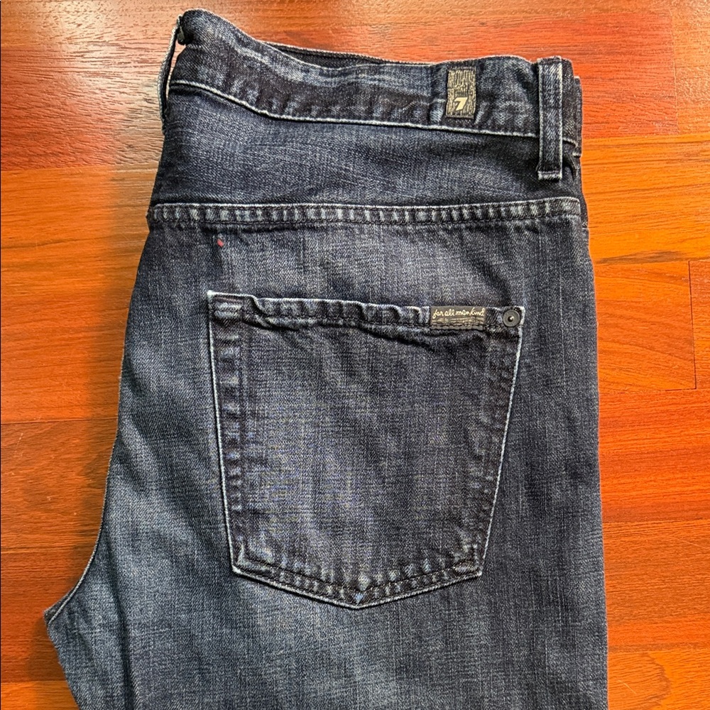7 For All Mankind Men’s Dark Wash Jeans - Navy Blue